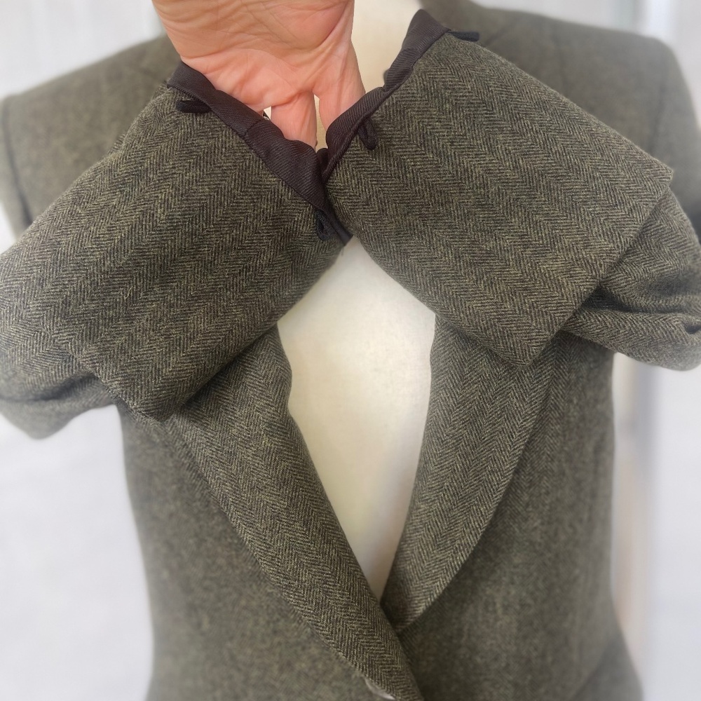 Veronica Beard Green Herringbone Classic Dickey Jacket sz 6 - Picture 5 of 11